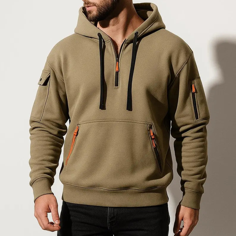 Casual Streetwear Quarter Zip Hoodie