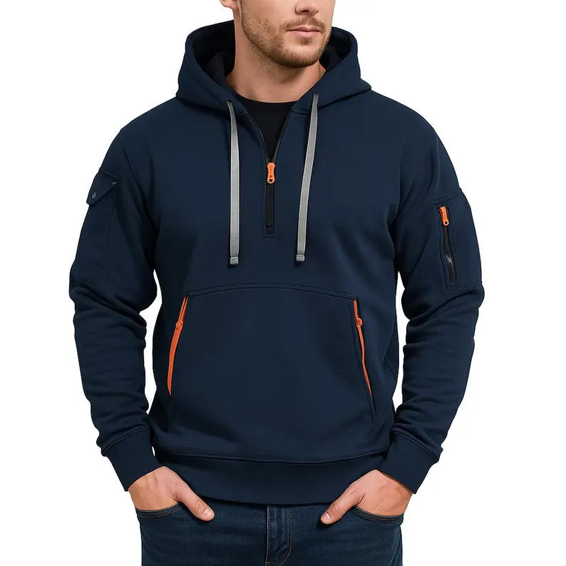 Casual Streetwear Quarter Zip Hoodie